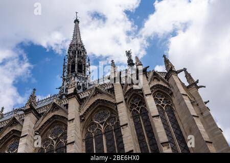 Holy Chapel (The Sainte Chapelle) in Paris, France. Gothic style architecture Stock Photo