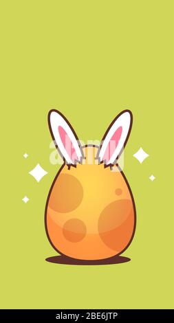 happy easter bunny rabbit ears in egg sticker spring holiday concept vertical greeting card vector illustration Stock Vector