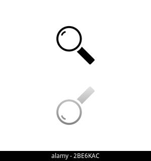 Magnifying Glass Search. Black symbol on white background. Simple illustration. Flat Vector Icon. Mirror Reflection Shadow. Can be used in logo, web, Stock Vector