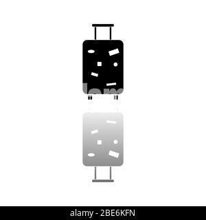 Travel Luggage. Black symbol on white background. Simple illustration. Flat Vector Icon. Mirror Reflection Shadow. Can be used in logo, web, mobile an Stock Vector