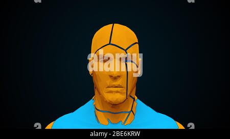 Futuristic human head with collapsing face. Computer generated modern background. 3D rendering head deformity Stock Photo