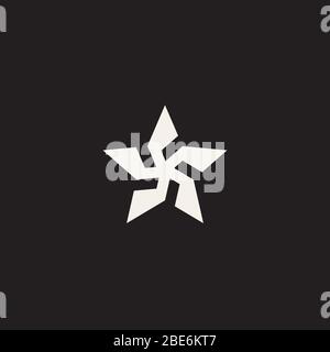White logo template isolated on black background. Abstract star icon. Flat star symbol for games and websites. Vector element illustration in a modern Stock Vector