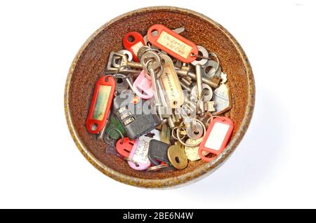 collection of old household keys and bric a brac Stock Photo