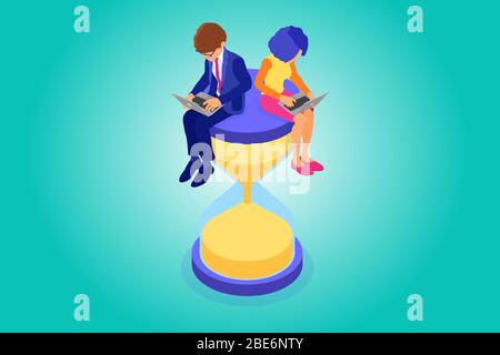 time management with hourglass Stock Vector