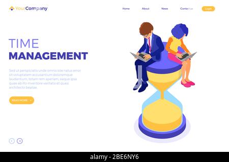 time management with hourglass Stock Vector
