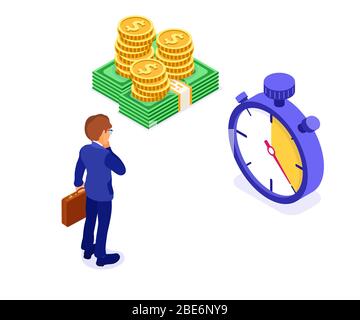 time or money businessman faced with choice Stock Vector