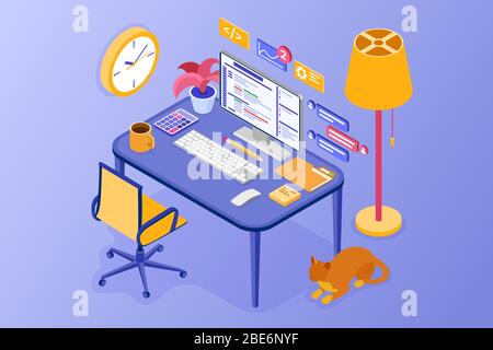 Home Office Work from home Stock Vector