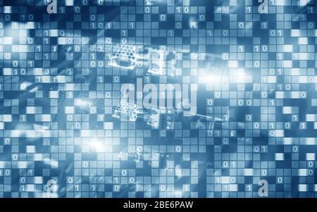 Digital matrix binary code mainframe server room computing ...