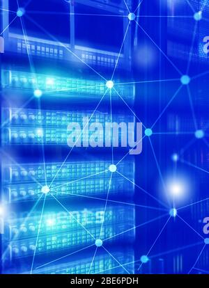 Universal computer vertical Format background. Abstract structure on modern server room background. Stock Photo