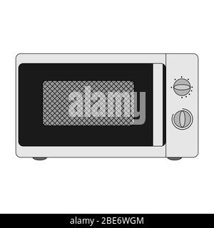 cartoon microwave front view. white background isolated vector illustration Stock Vector