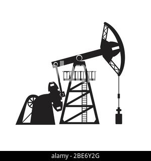 Petroleum pumpjack silhouette vector illustration. Oil well. Stock Vector