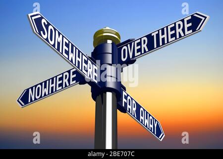 3D illustration/ 3D rendering - signpost with four arrows - directions Stock Photo
