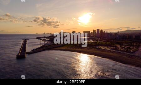 Barcelona's beach mediterranean sea coast Stock Photo