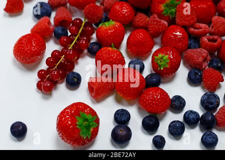fresh mix berries on a white back ground Stock Photo