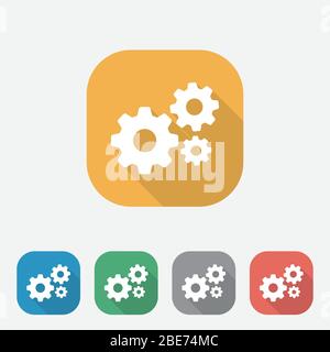 Settings gears flat icon for apps and websites Stock Vector