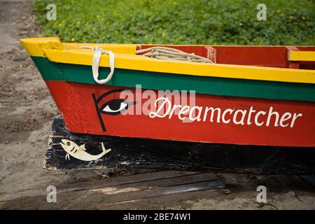 Fishing Boat, Prince Rupert Bay, Portsmouth City, Dominica, Lesser Antilles, Windward Islands, Caribbean Stock Photo