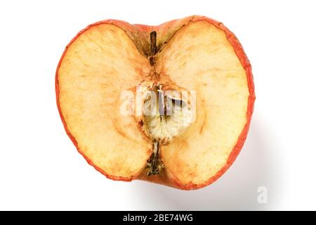 cut out section of an overripe apple on white background Stock Photo