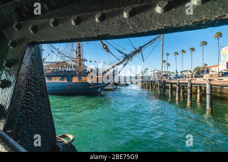 San Diego, California/USA - August 14, 2019  The Maritime Museum of San Diego with one of the largest collections of historic sea vessels in the Unite Stock Photo