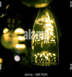 LED light bulbs are decorated on the ceiling Stock Photo
