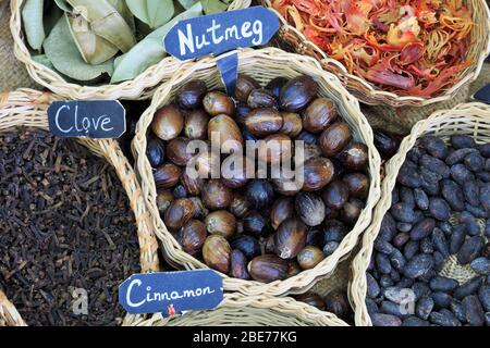 Spices in the market,St. Georges,Grenada,Caribbean Stock Photo