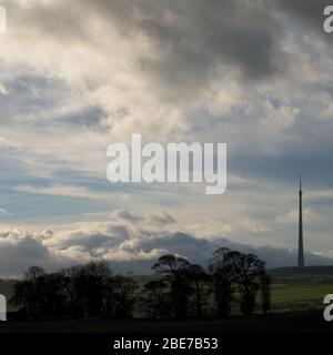 View of Emley morr transmitting station in Yorkshire, UK Stock Photo