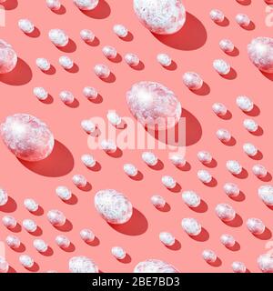 Eggs set. Food protein. Colorful bright background. Hard shadow. Easter pattern Stock Photo