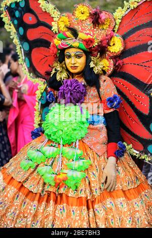 dancers of kathakali dancer,theyyam,thira,folk dancers,celebration,kerala festival,indian festival dancers,dance form india, Stock Photo