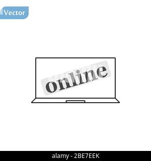 Online black line shopping vector icon on white background Stock Vector