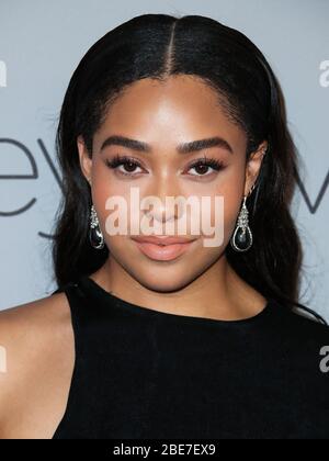 (FILE) Jordyn Woods Is Planning to Release an Album Before the End of the Year. Jordyn Woods says she plans on recording and releasing an album this year. She's also going to start her own record label. BEVERLY HILLS, LOS ANGELES, CALIFORNIA, USA - JANUARY 07: Model Jordyn Woods wearing Michael Costello and an Onna Ehrlich clutch arrives at the 2018 InStyle And Warner Bros. Pictures Golden Globe Awards After Party held at The Beverly Hilton Hotel on January 7, 2018 in Beverly Hills, Los Angeles, California, United States. (Photo by Xavier Collin/Image Press Agency) Stock Photo