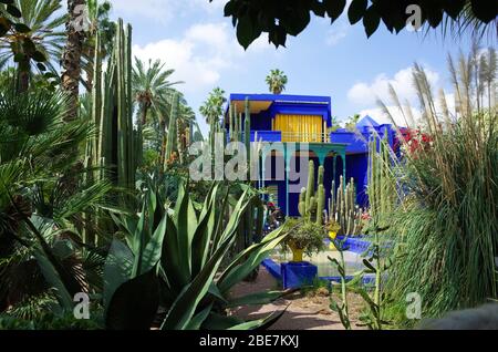 Travel in Morocco at YSL Museum, Blue house of Yves Saint Laurent Stock Photo