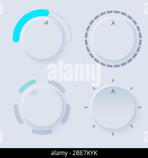Newmorphic UI circle light set Stock Vector