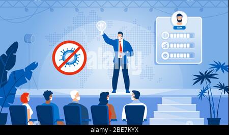 Businessman Idea Presentation on Stage after Covid Stock Vector