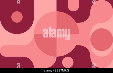 Bauhaus background with shapes, circle and curves in style of 80s design, minimal geometric pattern, fashion web banner. Vector illustration Stock Vector