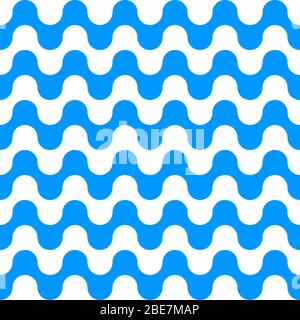 Waves seamless pattern, sea background with blue and white stripes, abstract geometric repeating texture, vector ocean background Stock Vector