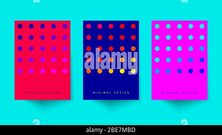Bauhaus geometric posters with rows of circles, modern swiss design for covers of brochures, annual reports, gradien scandinavian minimal prints Stock Vector