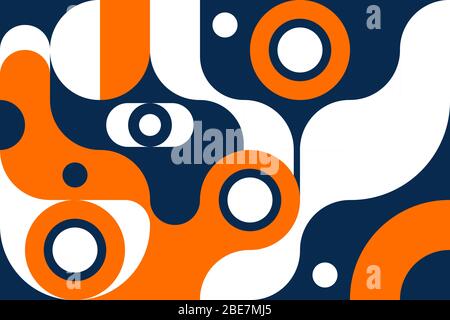 Swiss background with geometric elements in style of 80s, bauhaus retro pattern with circles and curves, trendy art design. Vector illustration Stock Vector