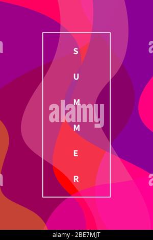 Vertical poster with overlapping curved waves, summer sale banner, color abstract geometric background for season discount. Vector illustration Stock Vector
