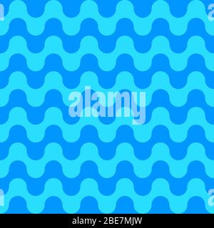 Waves seamless pattern, sea background with blue stripes, abstract geometric repeating texture, vector ocean background Stock Vector