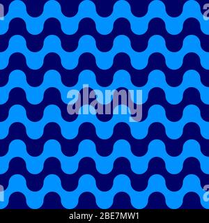 Waves seamless pattern, sea background with blue stripes, abstract geometric repeating texture, vector ocean background Stock Vector