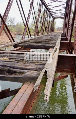 Old bridge over Charlotte Creek near West Davenport NY Stock Photo