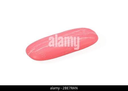 piece of pink used soap isolated on white background Stock Photo