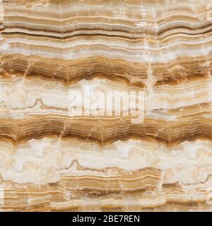 Brown onyx stone texture with abstract lines. Seamless square background, tile ready. Stock Photo