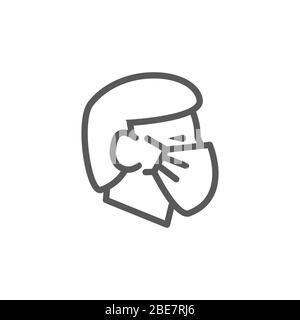 Face mask line icon on white background Stock Vector