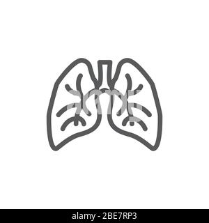 Lungs line icon on white background Stock Vector