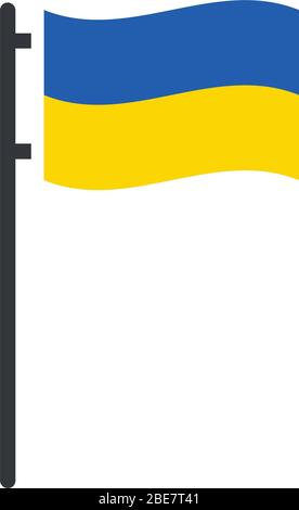 Ukrainian vector flag on flag pole. Stock Vector illustration isolated Stock Vector