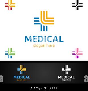 Cross Medical Hospital Logo for Emergency Clinic Drug store or Volunteers Concept Stock Vector
