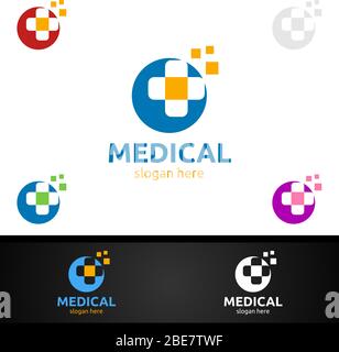 Cross Medical Hospital Logo for Emergency Clinic Drug store or Volunteers Concept Stock Vector