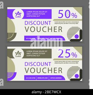 Geometry voucher template. Universal white flyer for business. Clean design for department stores, business. Geometry shapes with textures Stock Vector