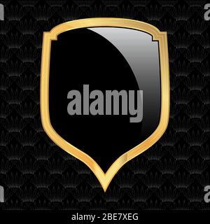 Retro vector black and gold security shield badge graphic emblem logo design - protection and safety sign, shield icon,