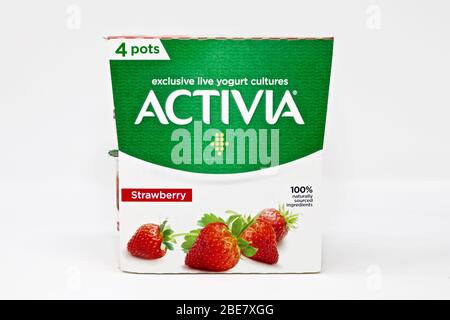 Danone Activia Strawberry Yogurt Stock Photo